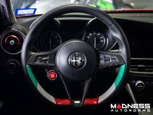Alfa Romeo Giulia Interior Trim - Carbon Fiber - Steering Wheel Side Trim Kit - Pre '20 - Italian Theme - Feroce Carbon